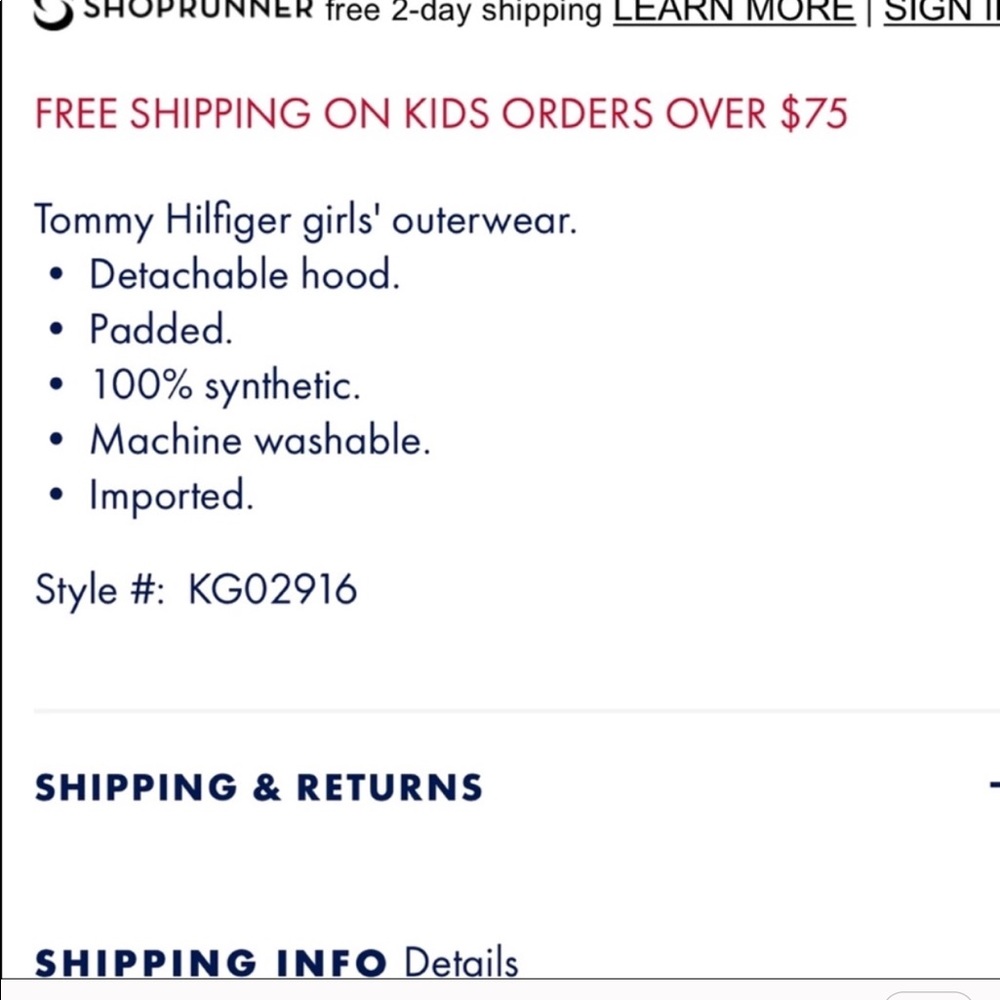 Tommy Hilfiger girls jacket - Picture 7 of 7